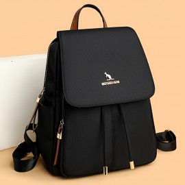 ブラックキャンバスバックパック、調節可能なストラップ、旅行、通勤、学校用の多層デザイン、カジュアルスタイル、ポリエステル裏地、手洗い可能、通勤バックパック | 調節可能なストラップバッグ | キャンバスバックパック