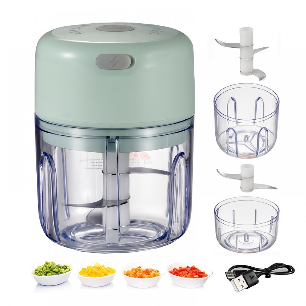 1個のコンパクトな250mL USB充電式電動ガーリックチョッパー - チリ、ショウガ、野菜用のポータブルで耐久性のあるフードプロセッサー、交換可能なブレード、リチウムポリマーバッテリー