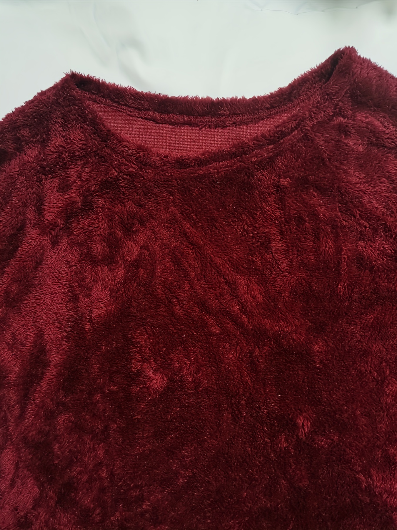 plus size simple sweater womens plus long sleeve round neck fluffy fuzzy pullover jumper details 13