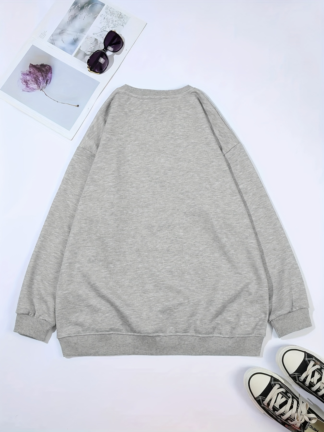 2 packs plus size letter print sweatshirt crew neck casual sweatshirt for fall spring womens plus size clothing details 3