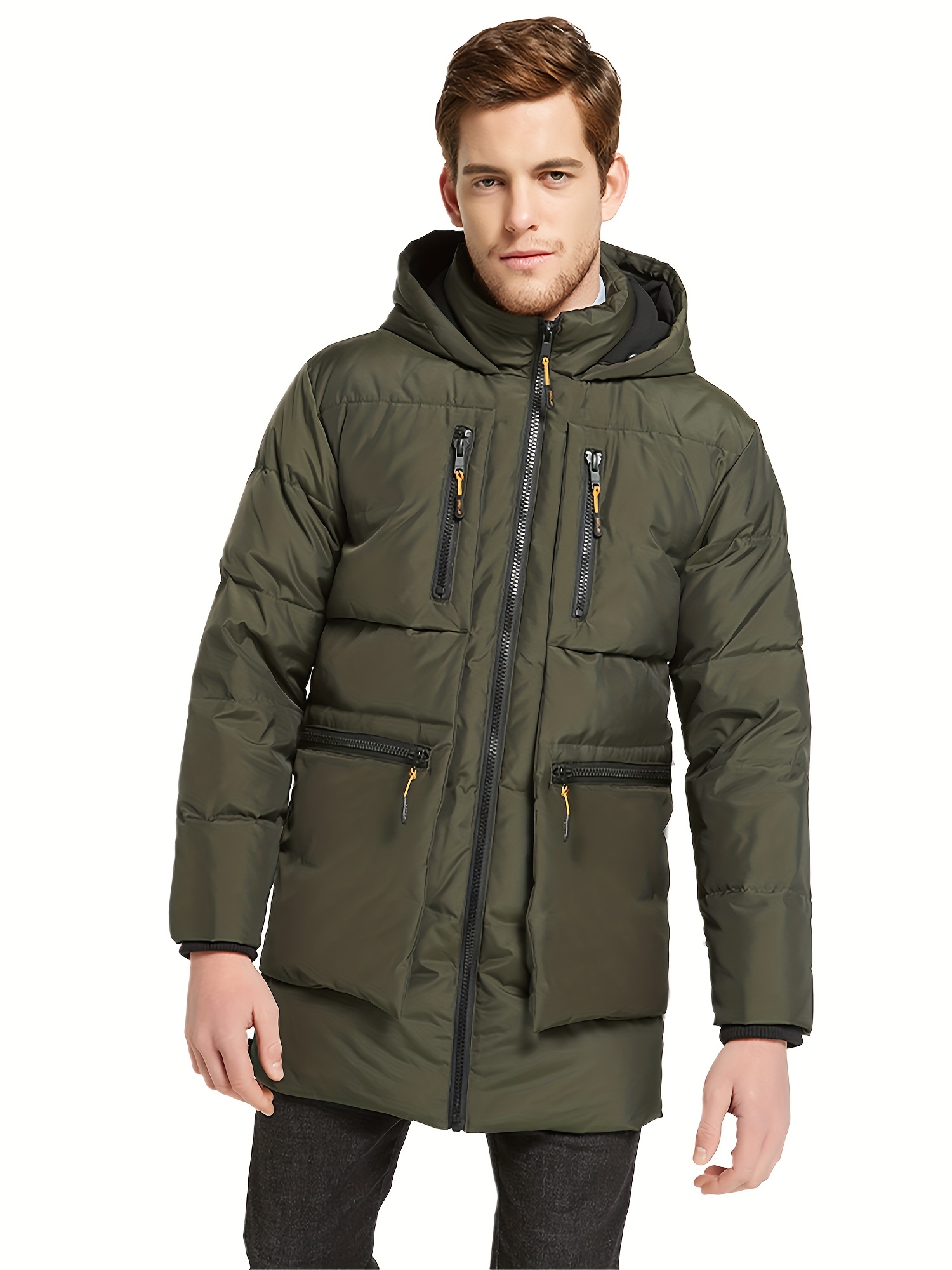 mens thickened down jacket hooded winter coats with 6 pockets details 16