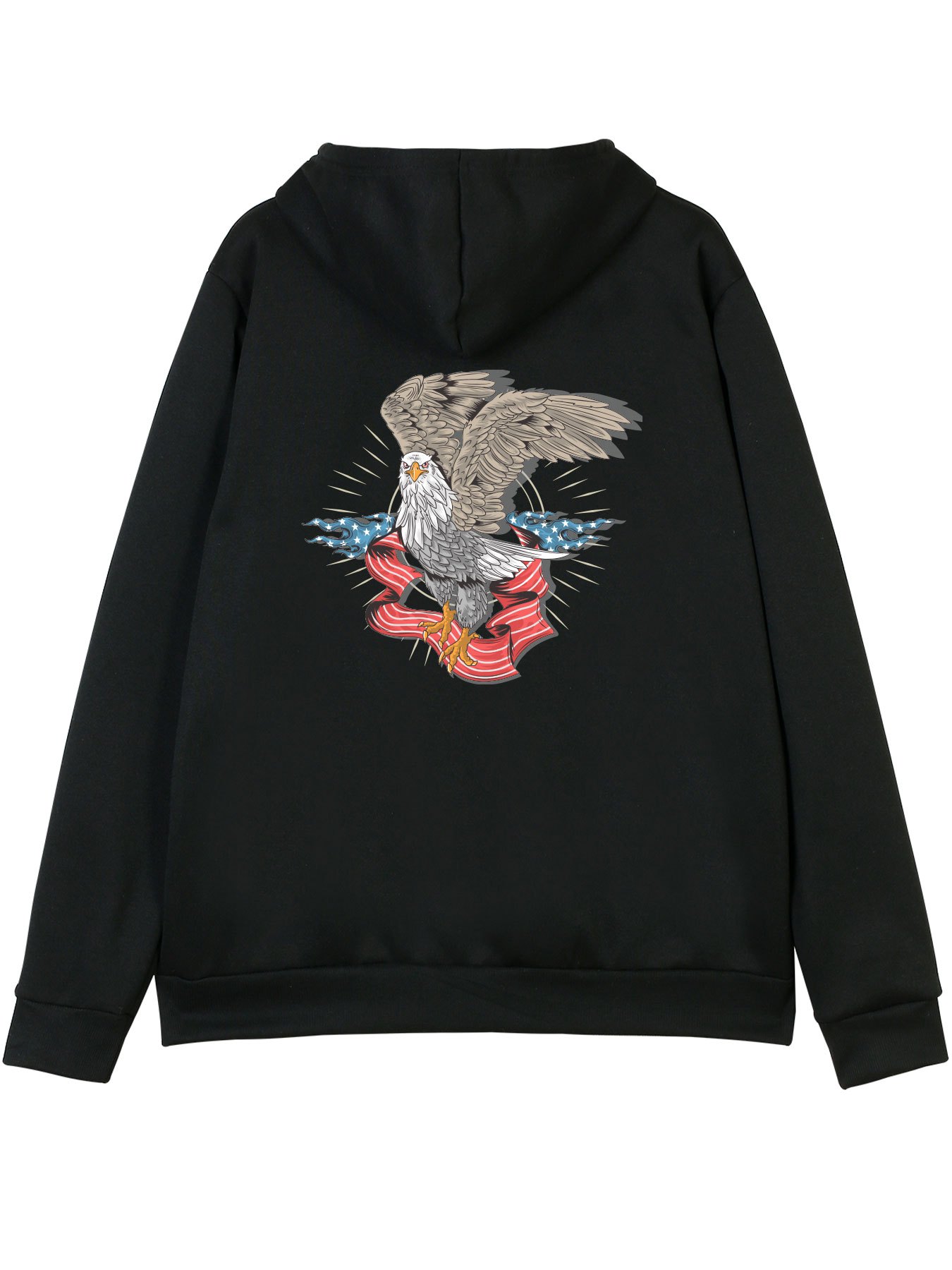 plus size mens eagle graphic print tops for spring fall trendy casual hooded jacket details 6