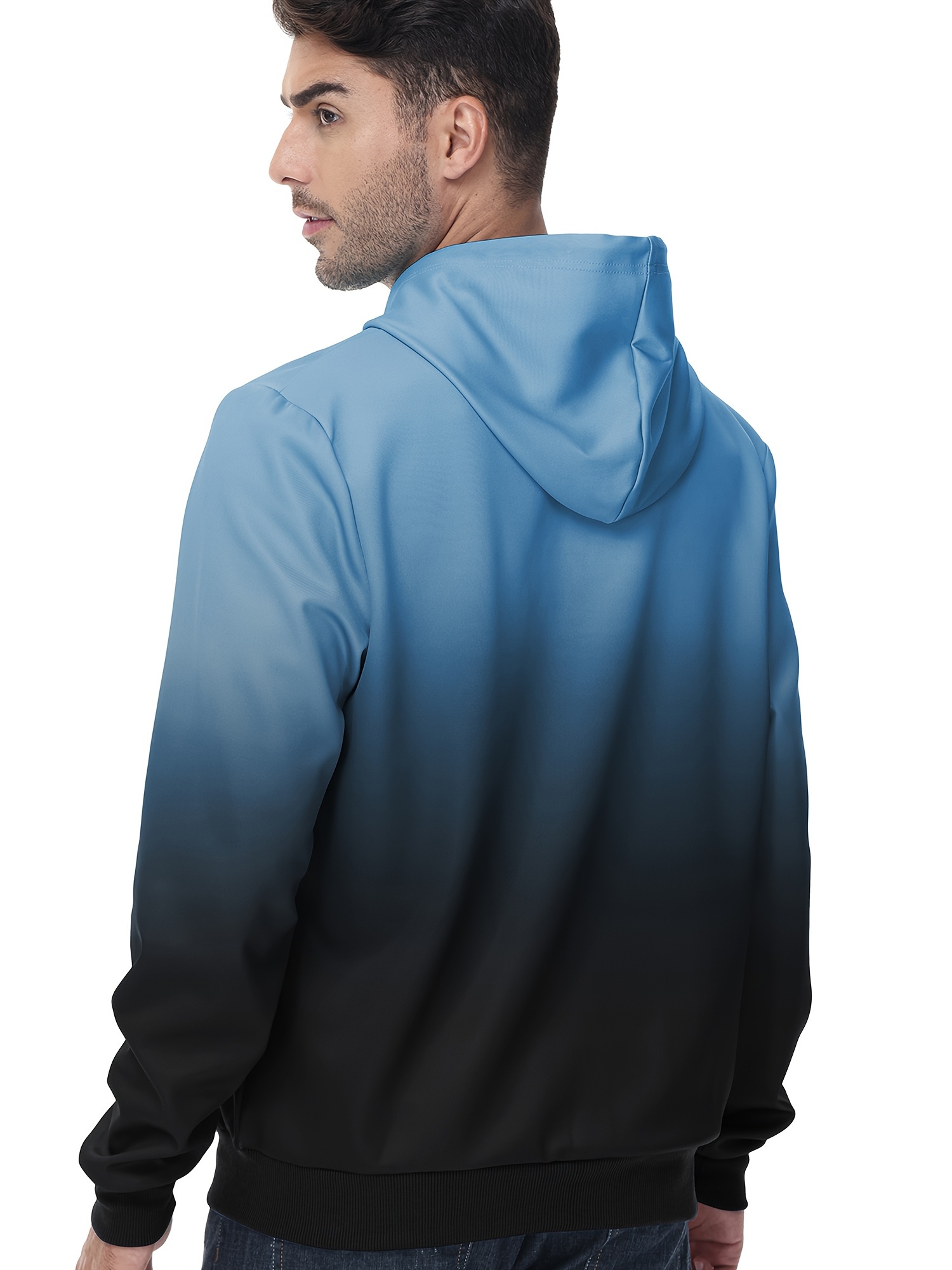 mens gradient hoodie casual athletic pullover sweatshirt hiking running top details 11