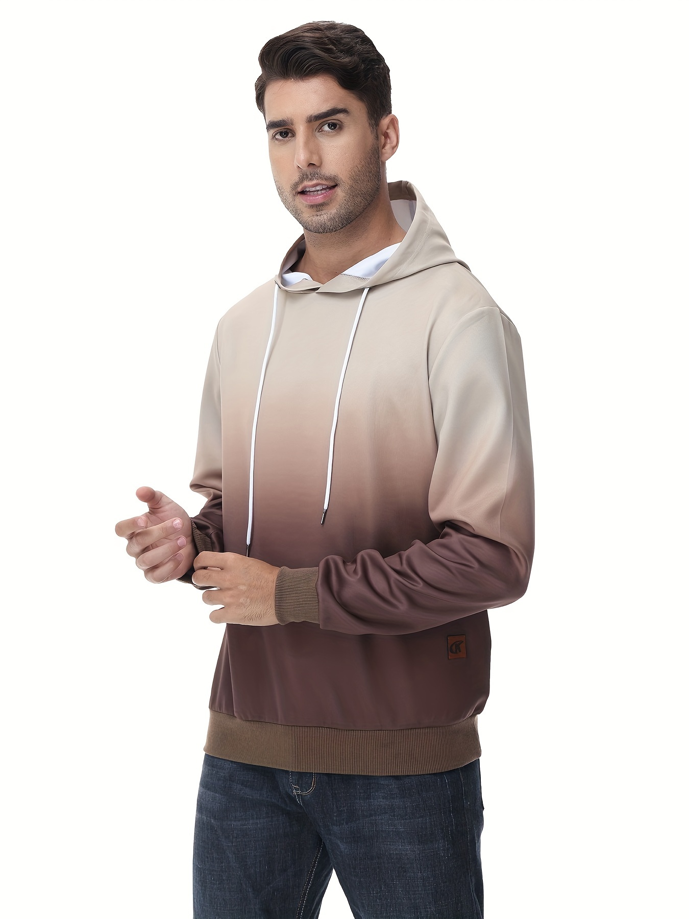 mens gradient hoodie casual athletic pullover sweatshirt hiking running top details 22