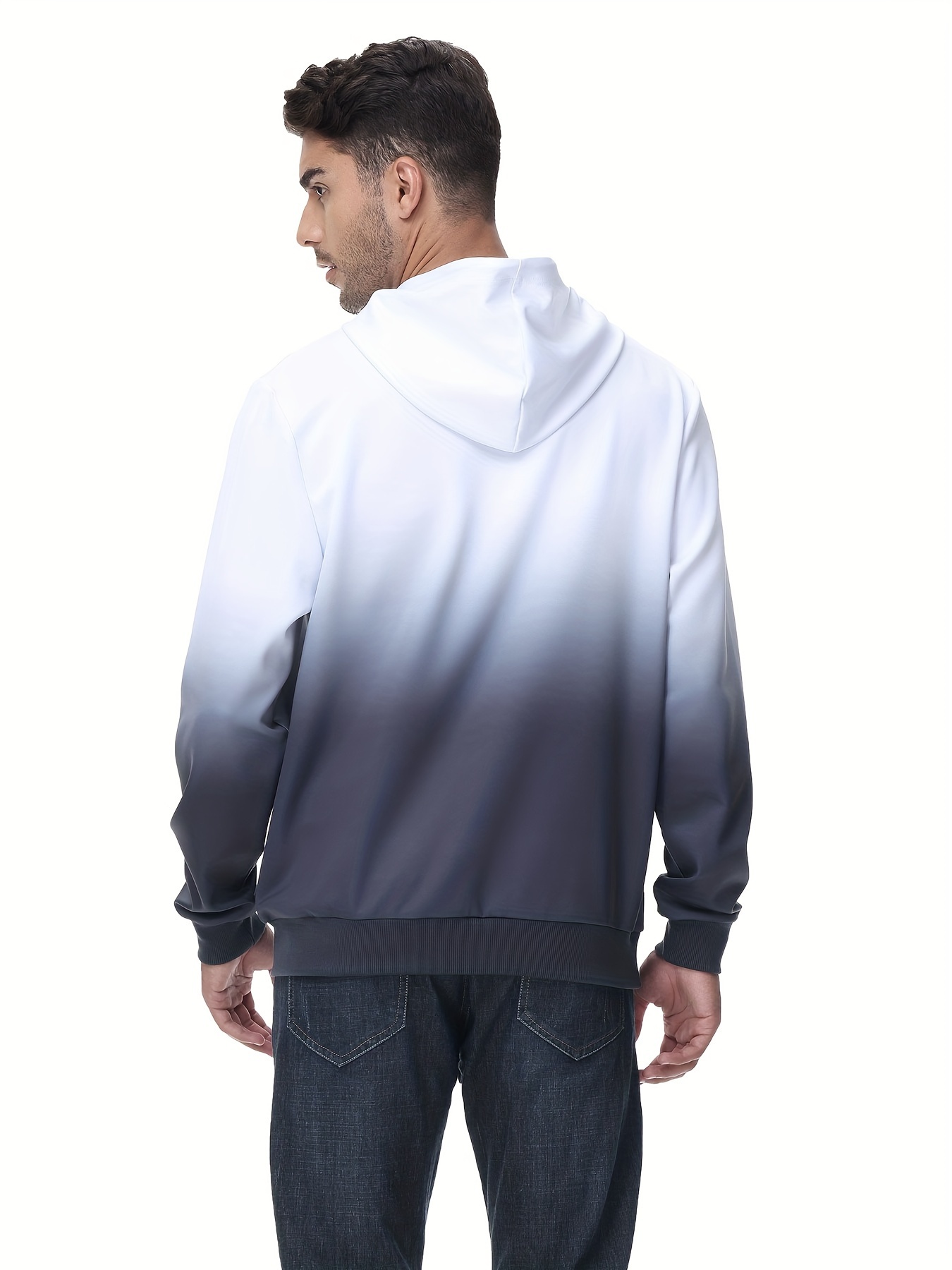 mens gradient hoodie casual athletic pullover sweatshirt hiking running top details 26