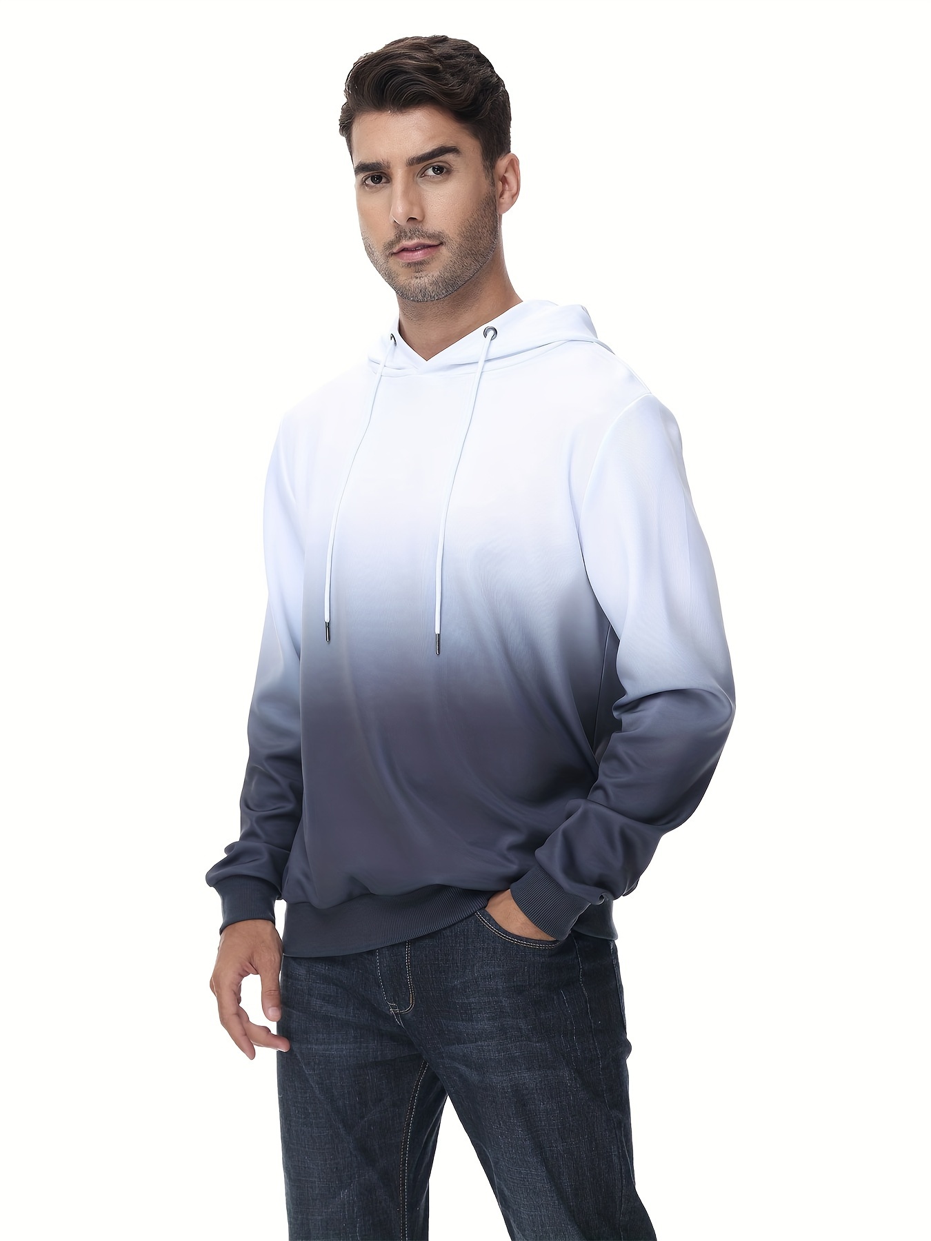 mens gradient hoodie casual athletic pullover sweatshirt hiking running top details 27