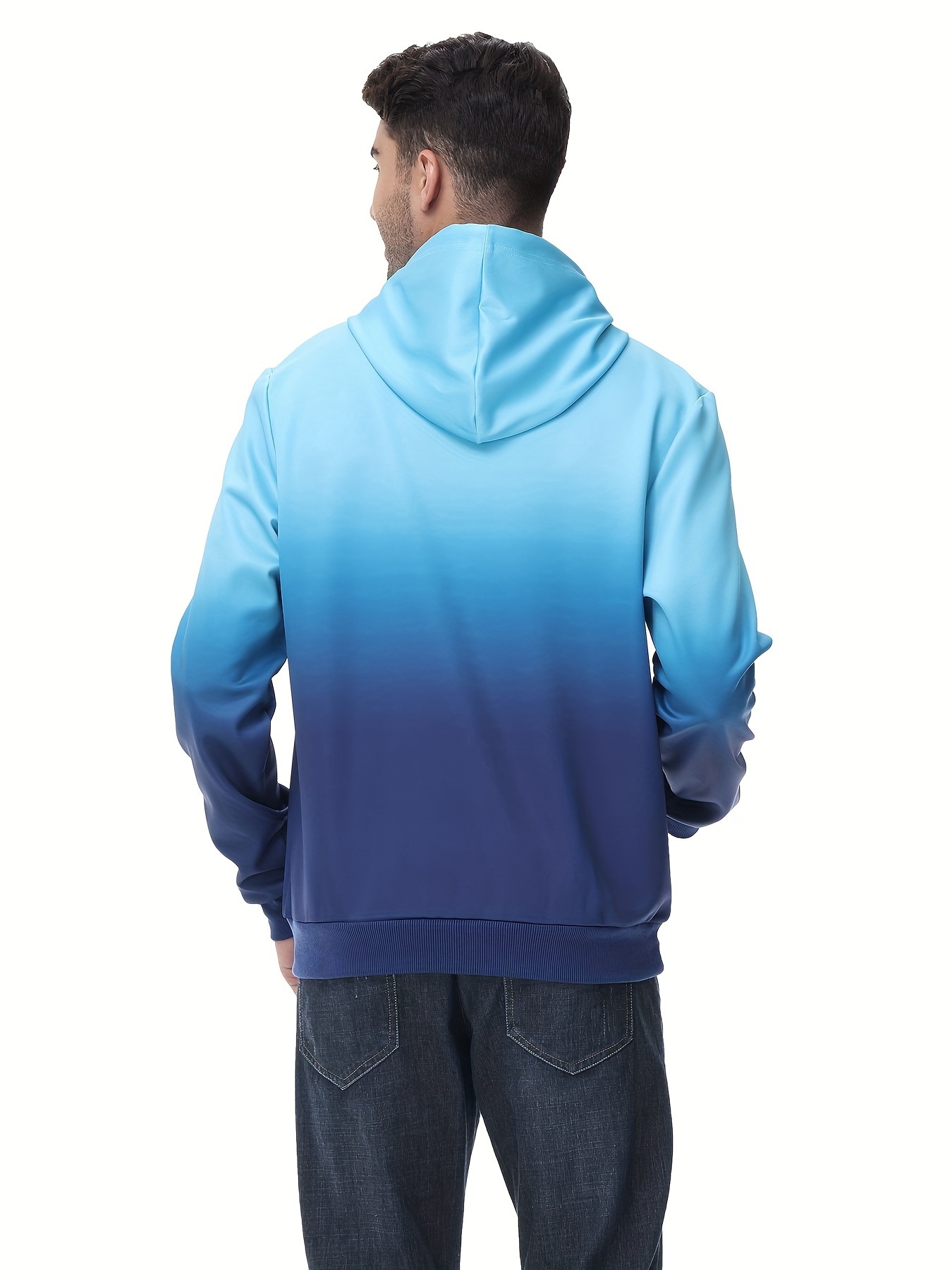 mens gradient hoodie casual athletic pullover sweatshirt hiking running top details 30