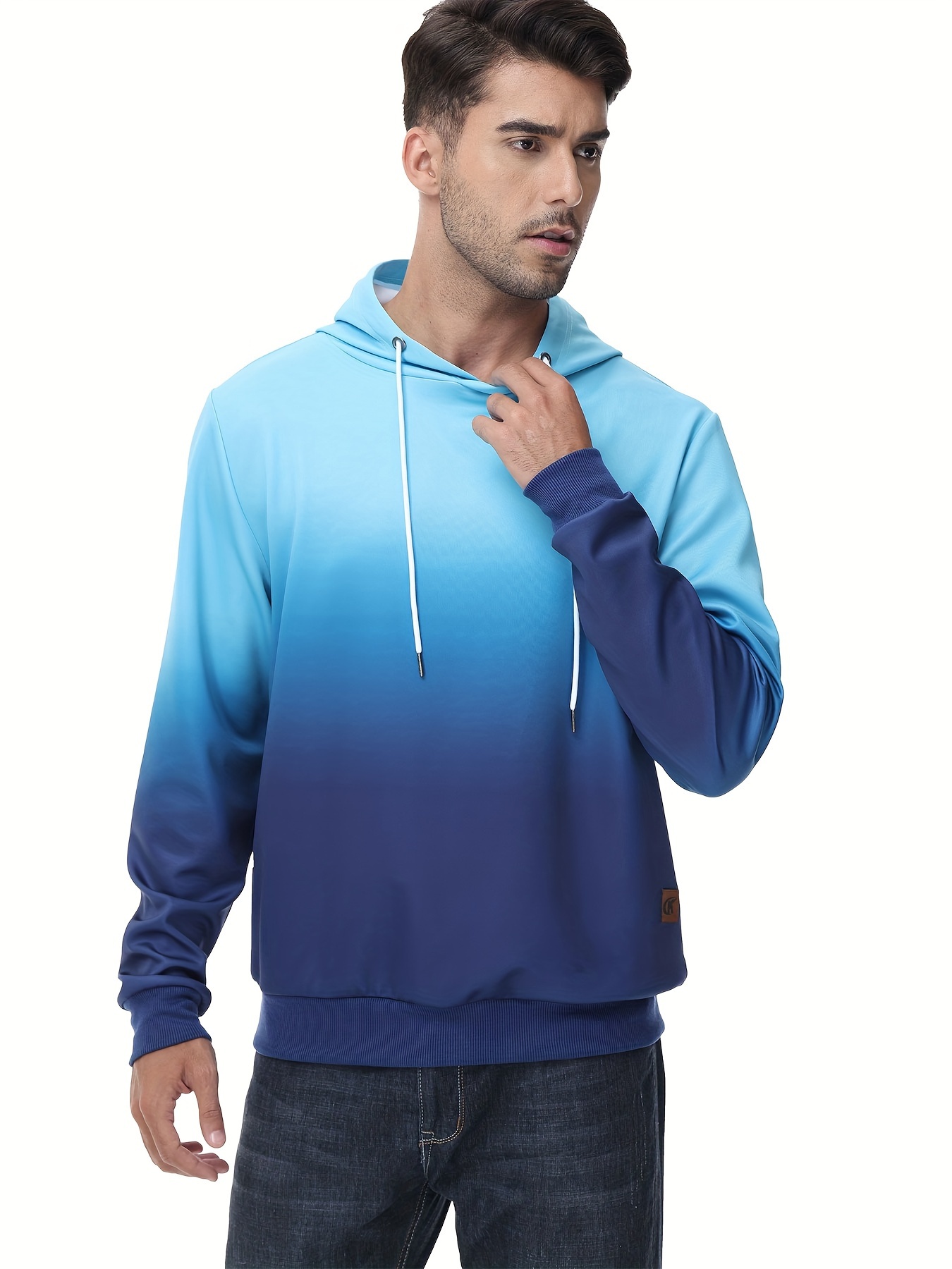 mens gradient hoodie casual athletic pullover sweatshirt hiking running top details 32