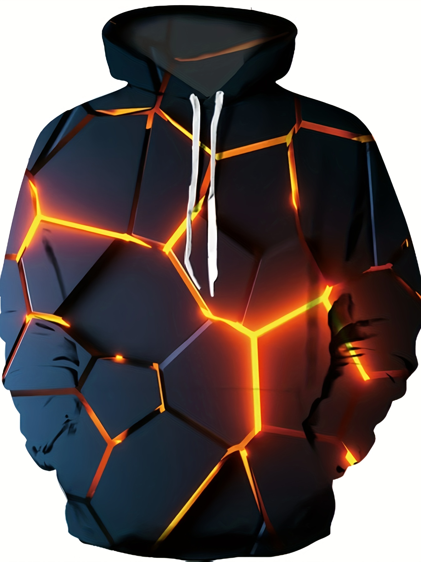 plus size mens hexagonal print hooded sweatshirt for spring fall winter mens clothing details 1