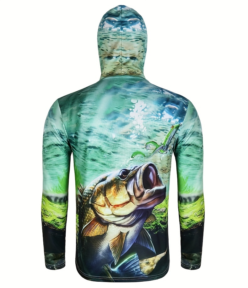 plus size mens 3d fish graphic print hoodies for sports outdoor mens clothing details 1