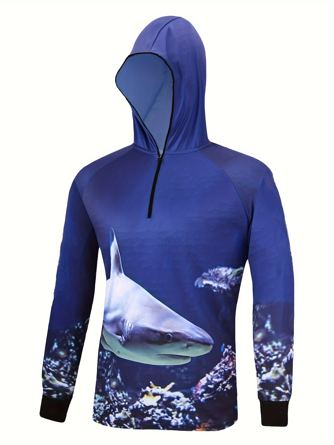 plus size mens 3d fish graphic print hoodies for sports outdoor mens clothing details 3