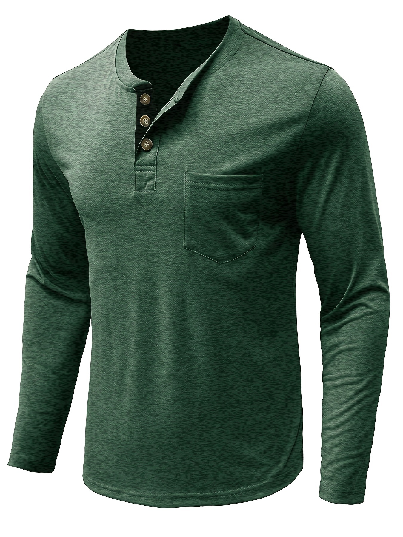 plus size mens classic solid henley shirt trendy oversized slim fit long sleeve henley shirt tops for big tall males mens clothing details 10