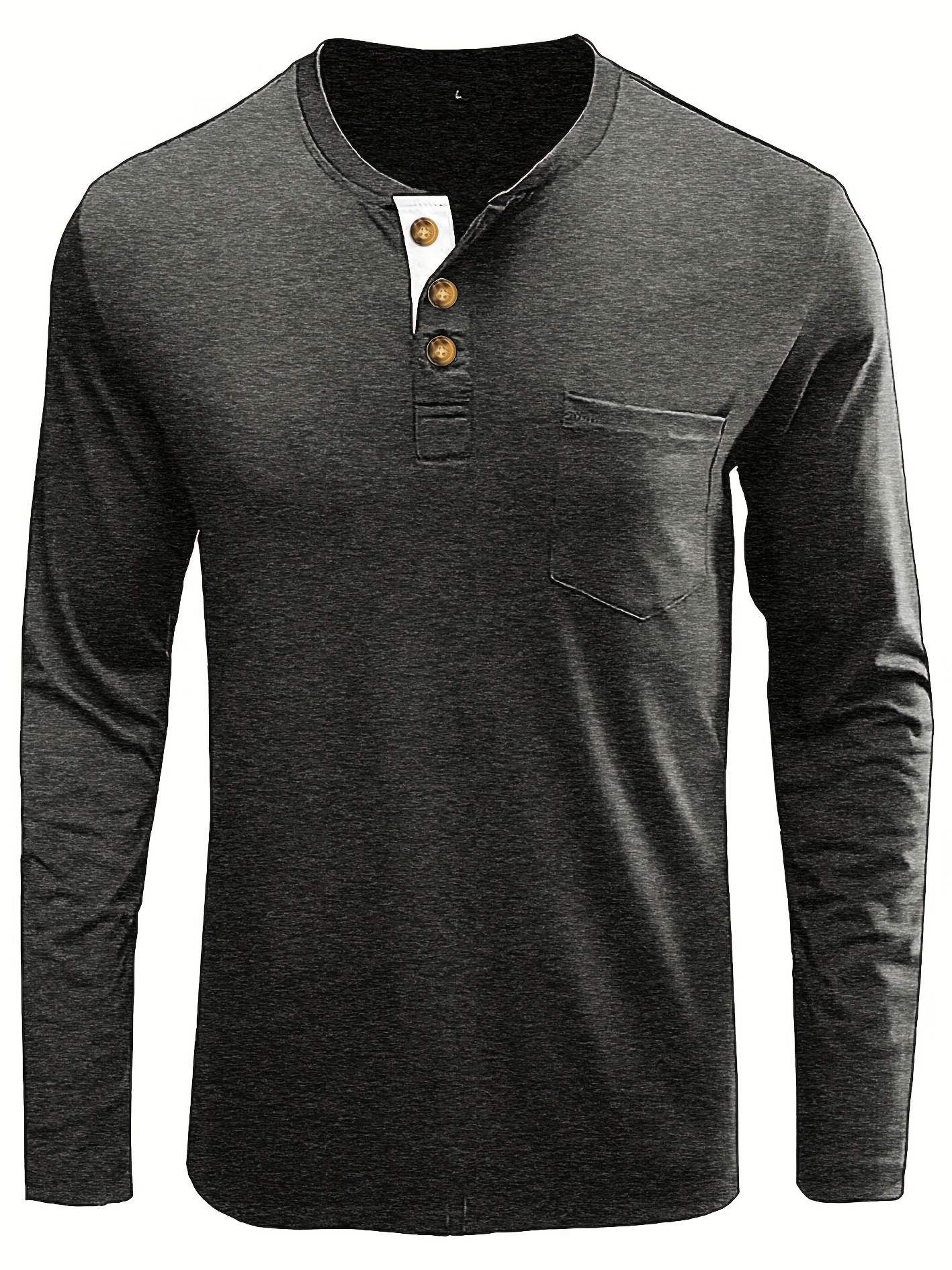 plus size mens classic solid henley shirt trendy oversized slim fit long sleeve henley shirt tops for big tall males mens clothing details 17