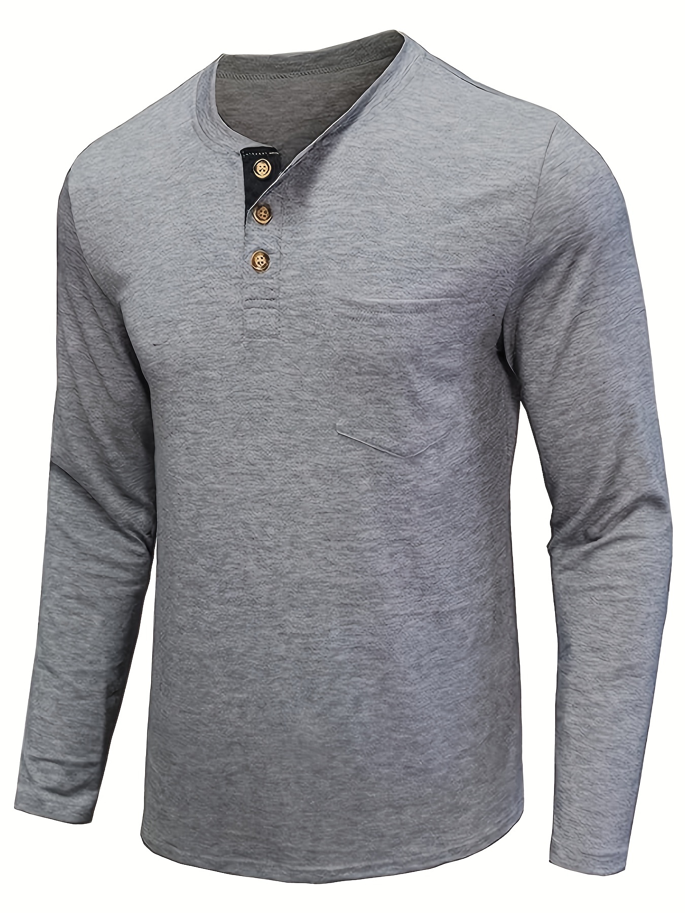 plus size mens classic solid henley shirt trendy oversized slim fit long sleeve henley shirt tops for big tall males mens clothing details 22