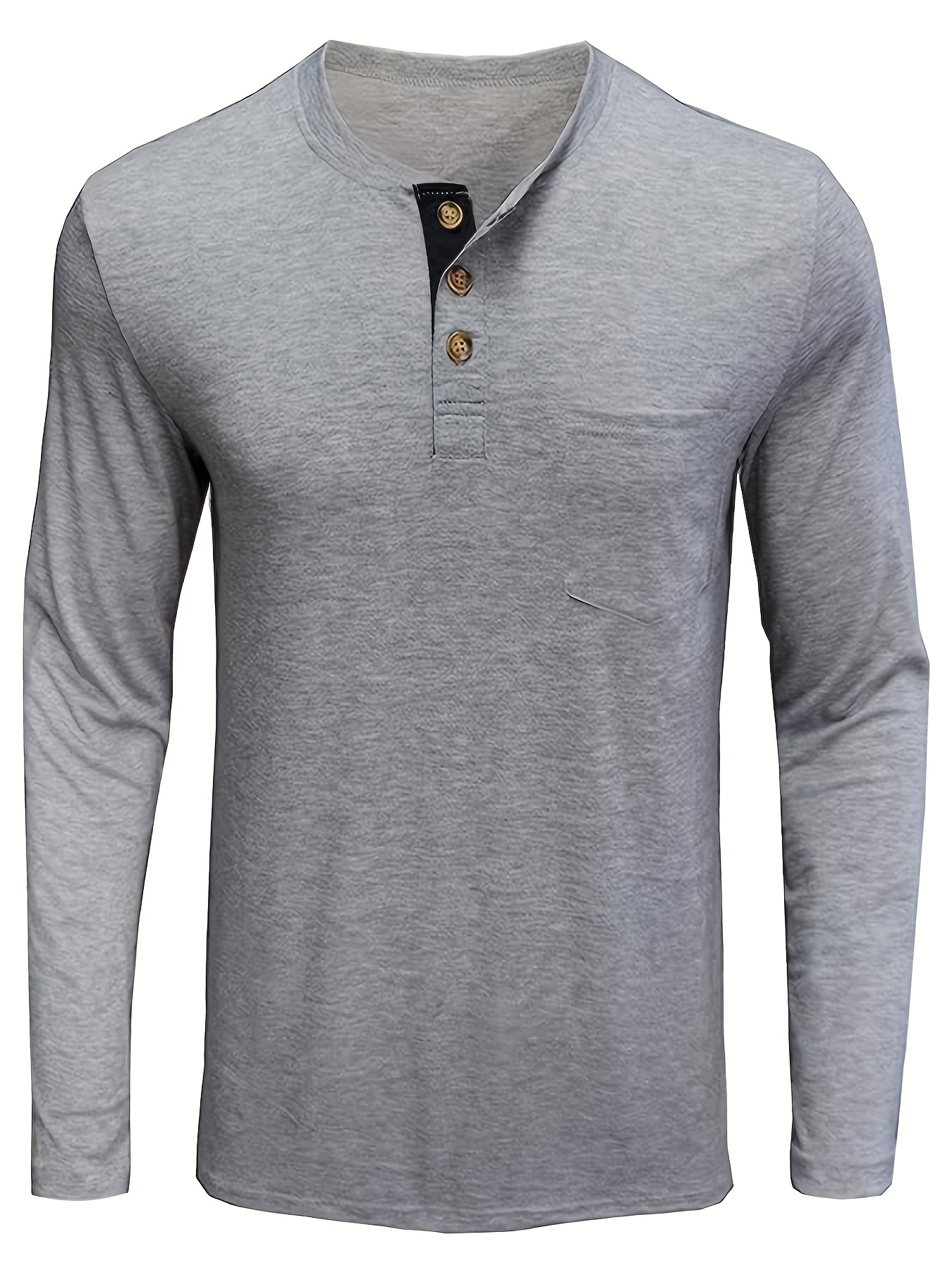 plus size mens classic solid henley shirt trendy oversized slim fit long sleeve henley shirt tops for big tall males mens clothing details 23