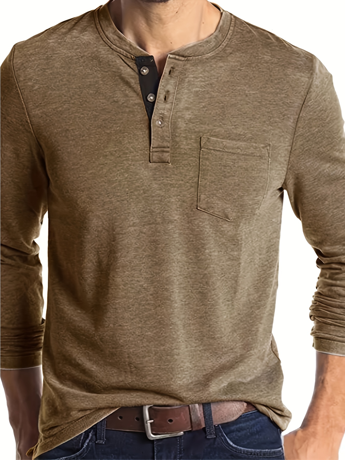 plus size mens classic solid henley shirt trendy oversized slim fit long sleeve henley shirt tops for big tall males mens clothing details 27