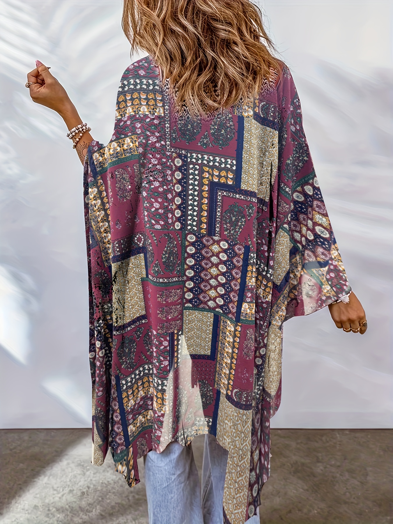 plus size boho kimono womens plus bat sleeve open front kimono details 28