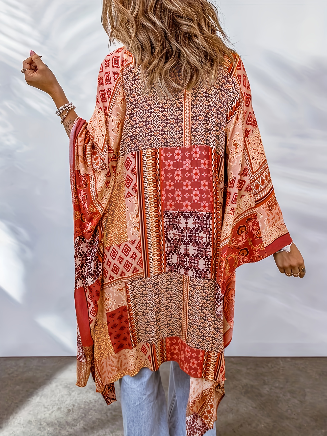 plus size boho kimono womens plus bat sleeve open front kimono details 31