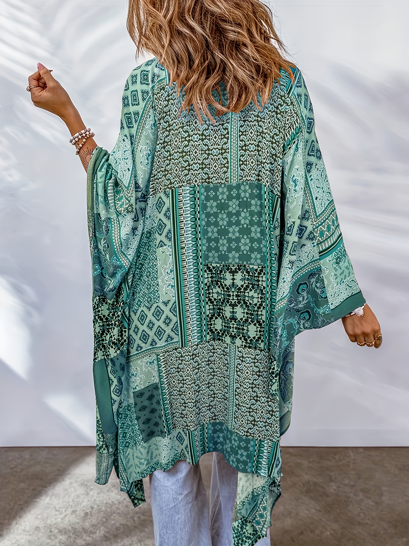 plus size boho kimono womens plus bat sleeve open front kimono details 35