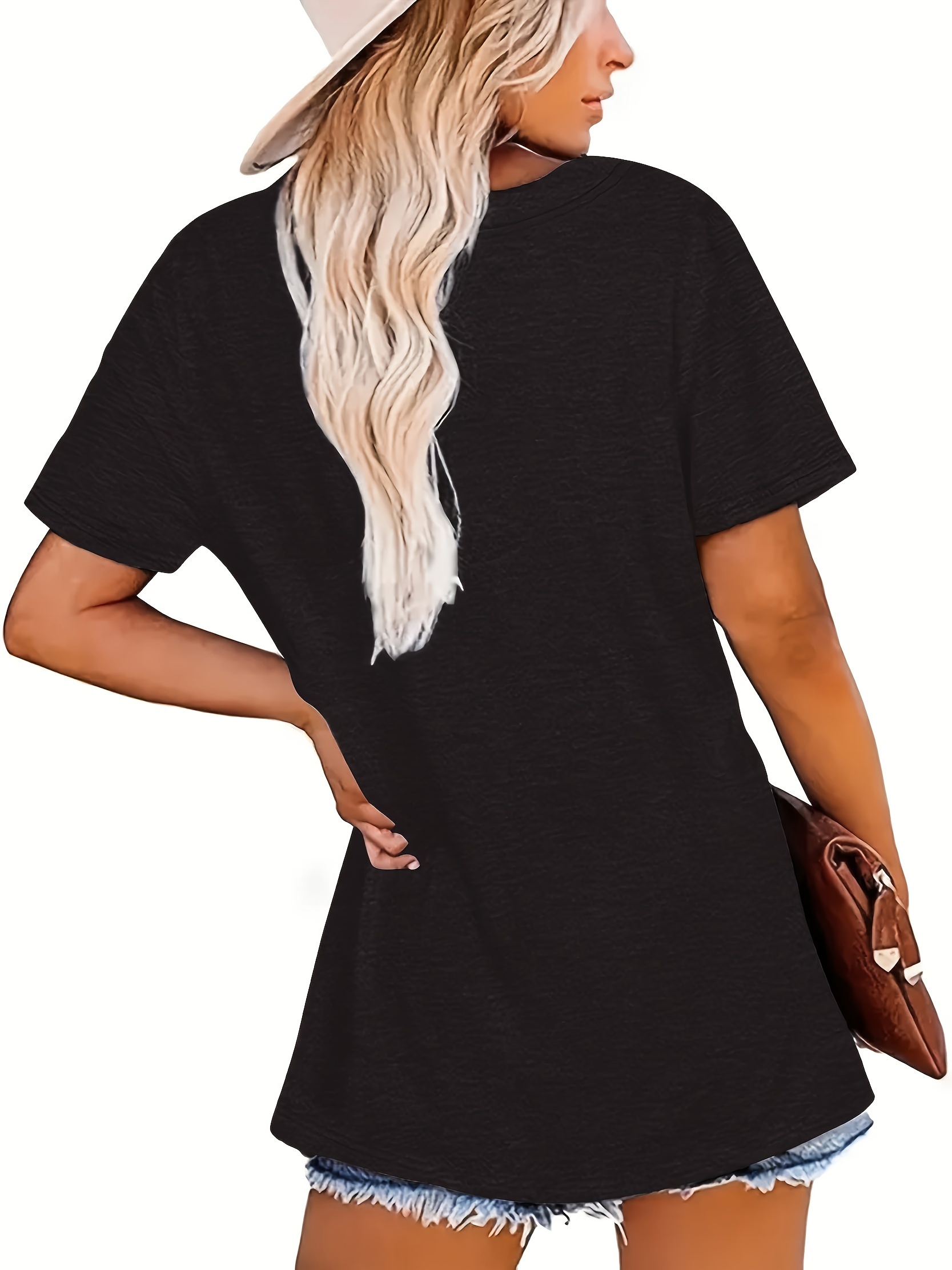 plus size letter print t shirt crew neck short sleeve t shirt womens plus size clothing details 9