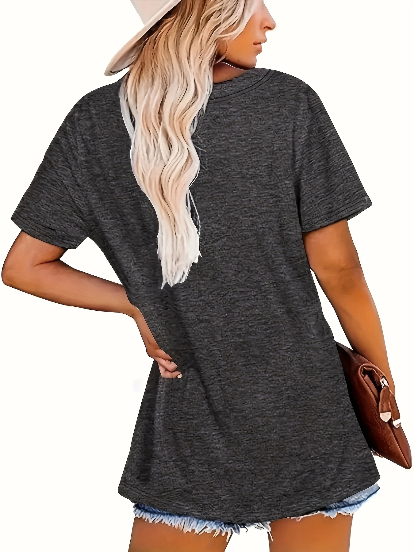 plus size letter print t shirt crew neck short sleeve t shirt womens plus size clothing details 16