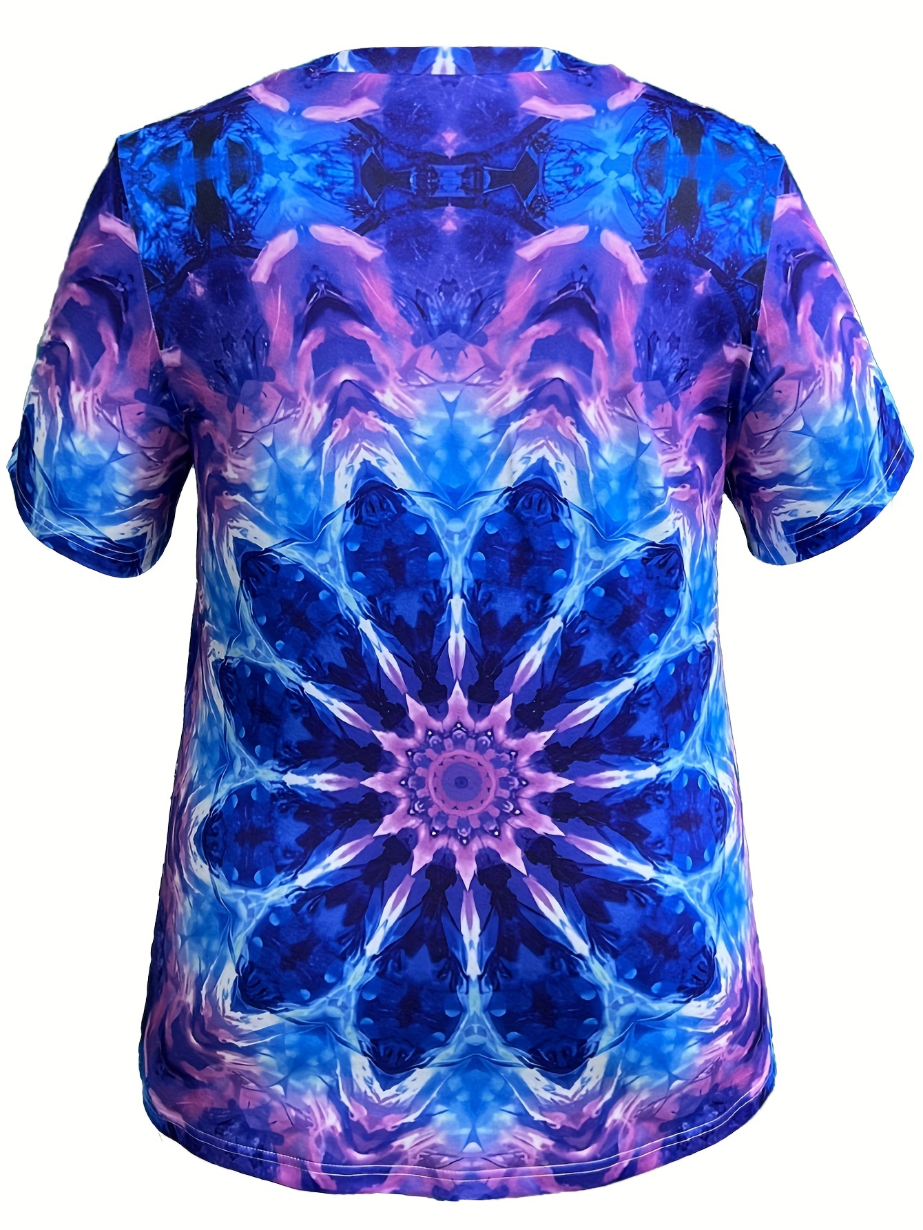 plus size tie dye floral print t shirt casual short sleeve v neck top for spring summer womens plus size clothing details 8