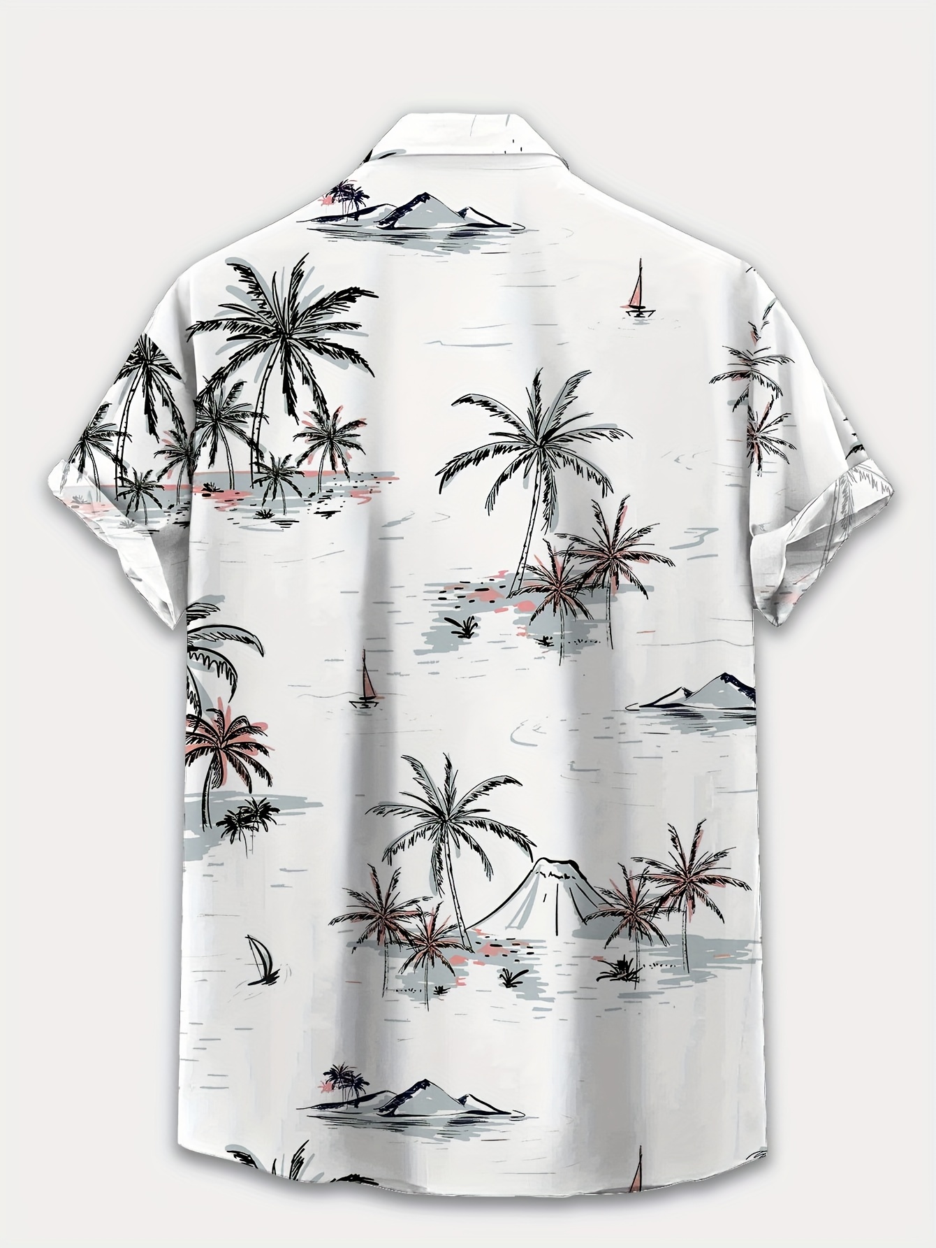 plus size mens coconut trees graphic print shirt hawaiian style short sleeve shirt details 1