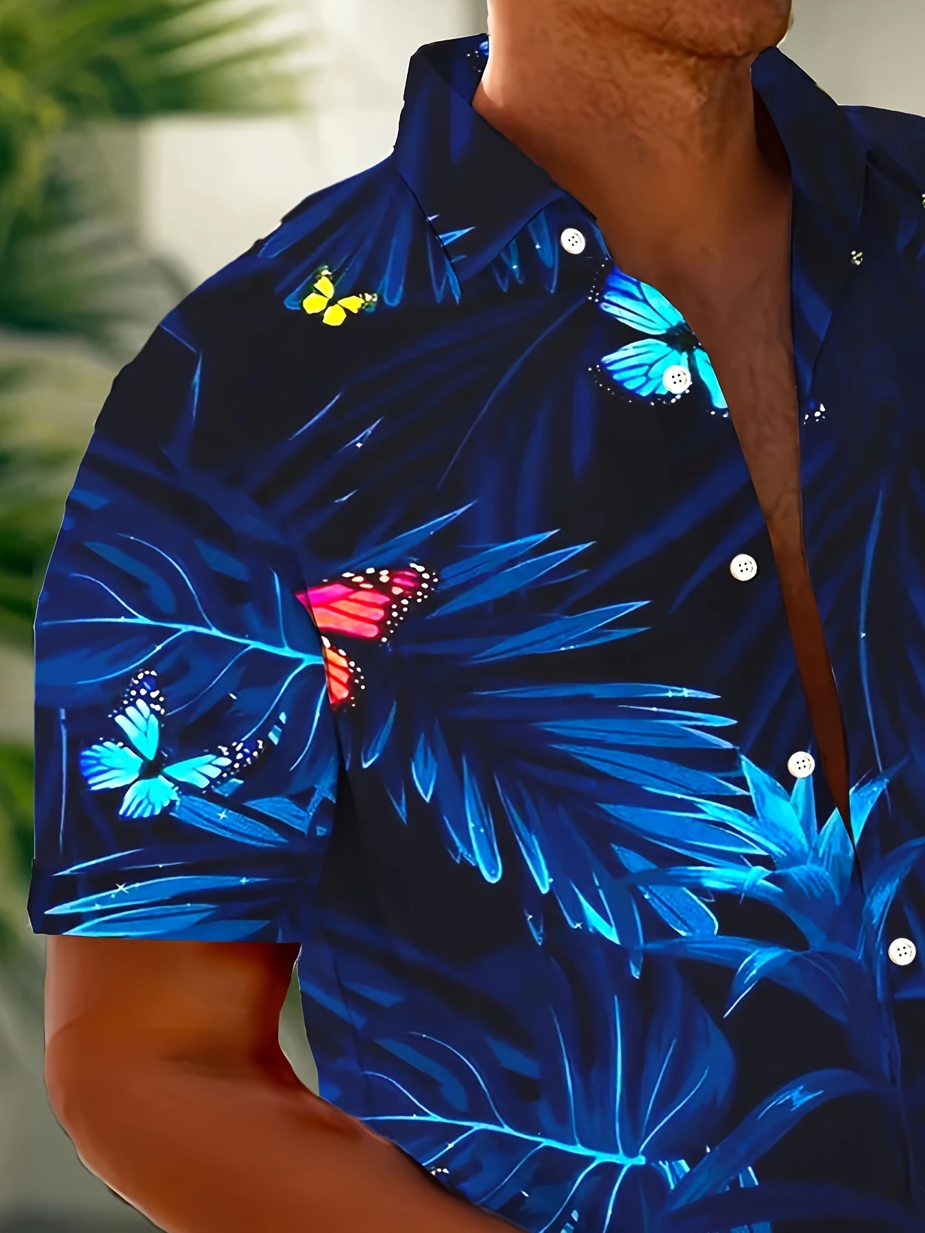 plus size mens coconut trees graphic print shirt for beach holiday details 2