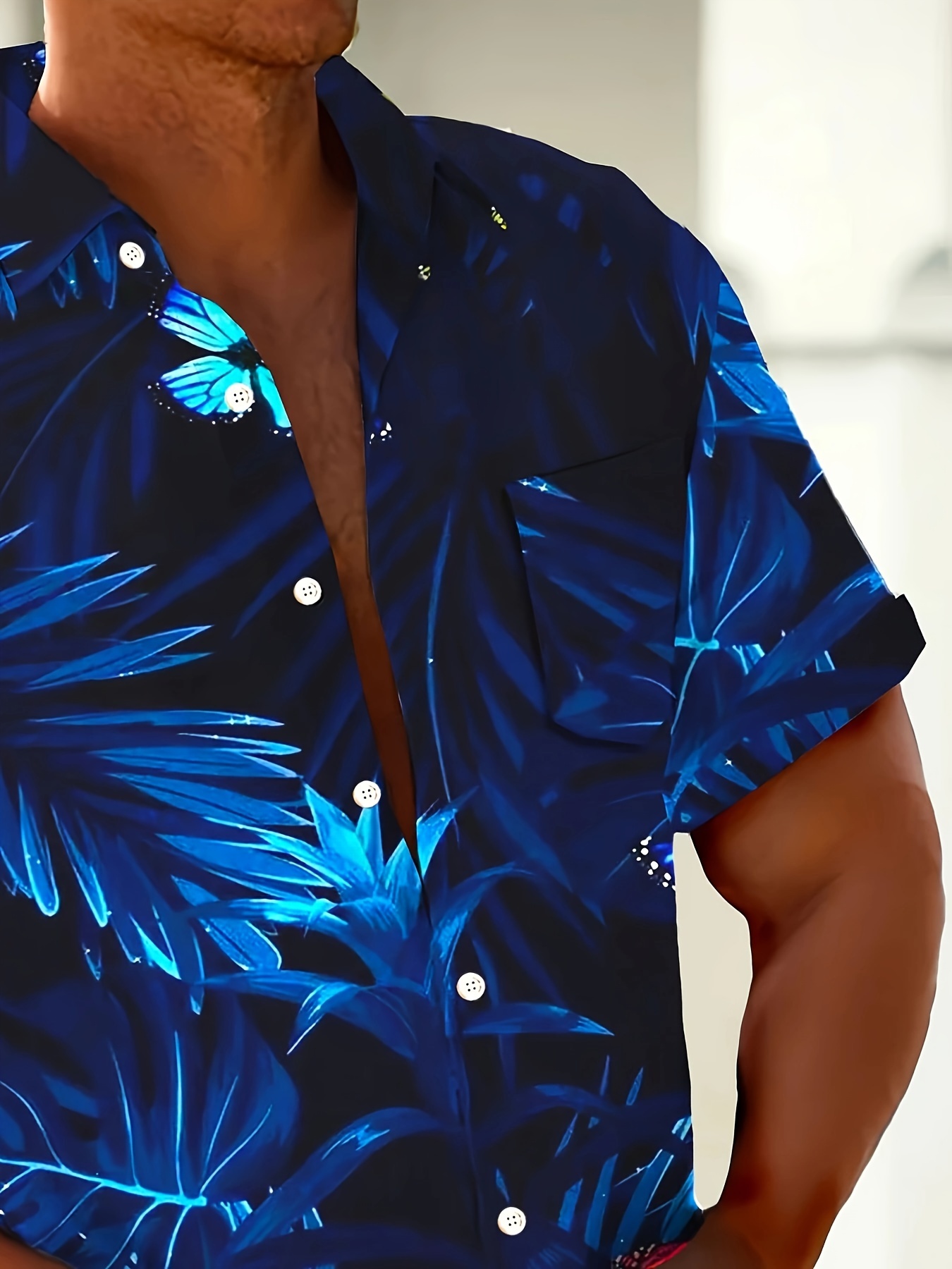 plus size mens coconut trees graphic print shirt for beach holiday details 3