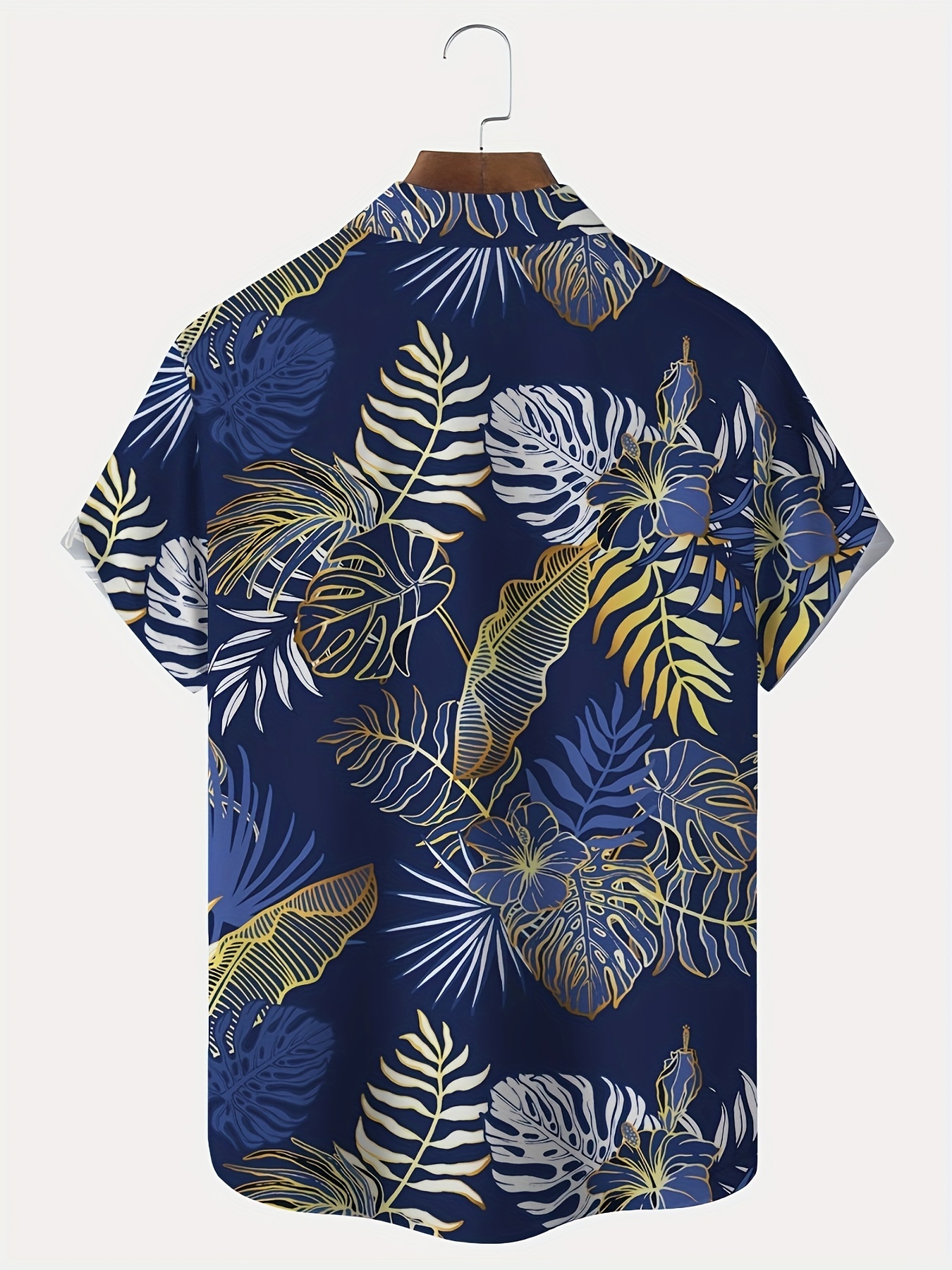 plus size mens hawaiian shirt with tropical floral print button up with pocket short sleeve casual summer vacation style details 0