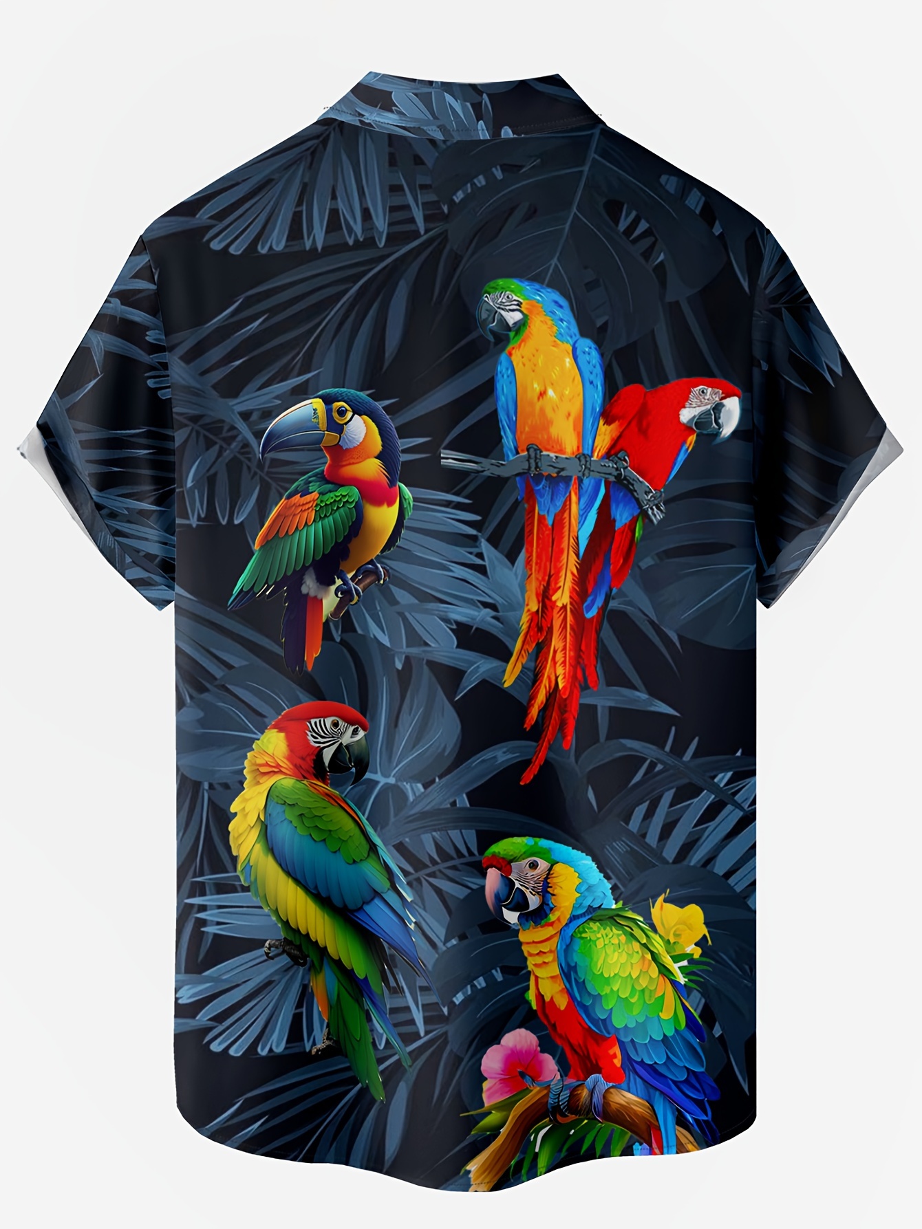 plus size mens 3d parrot graphic print shirt summer short sleeve shirt for big tall males mens clothing details 0