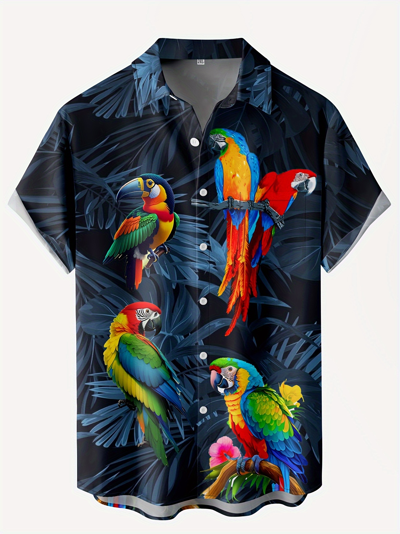 plus size mens 3d parrot graphic print shirt summer short sleeve shirt for big tall males mens clothing details 1