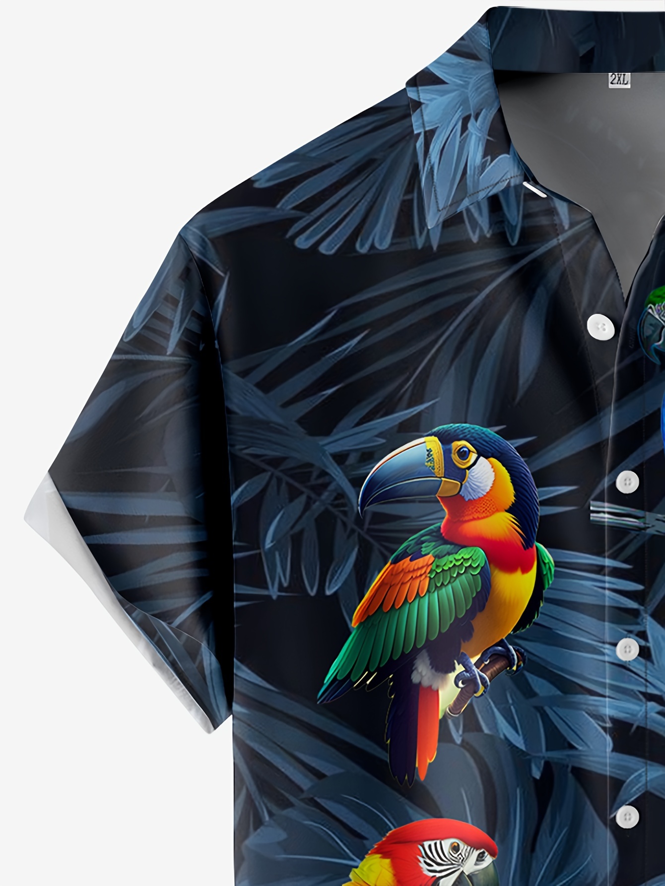 plus size mens 3d parrot graphic print shirt summer short sleeve shirt for big tall males mens clothing details 2