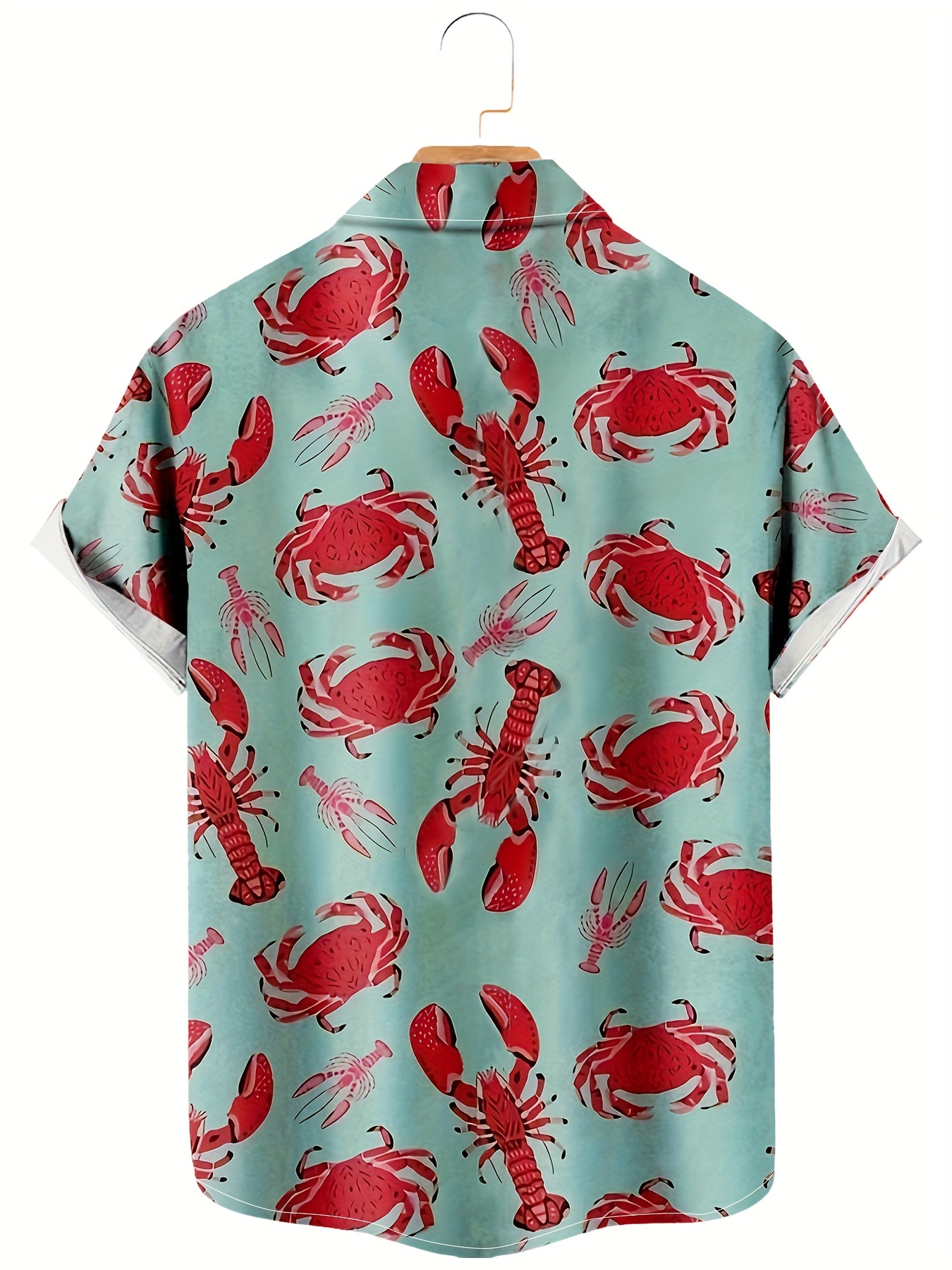 plus size mens crab graphic print shirt for summer trendy casual short sleeve shirt for big tall males details 1