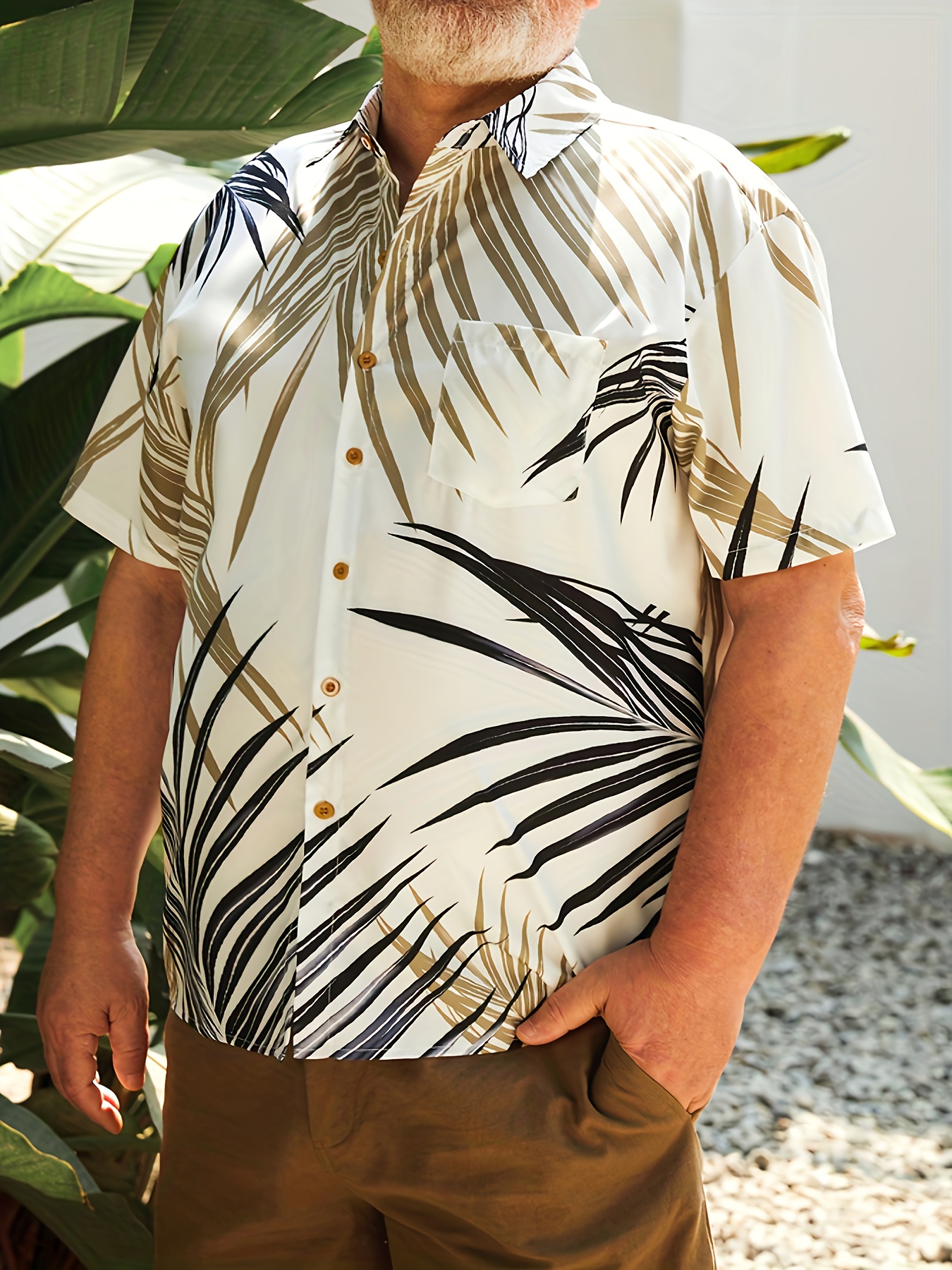 plus size mens short sleeve shirt buttons casual mens hawaiian shirt details 0