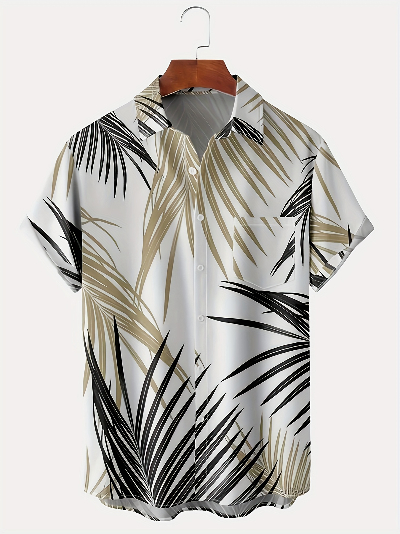 plus size mens short sleeve shirt buttons casual mens hawaiian shirt details 3