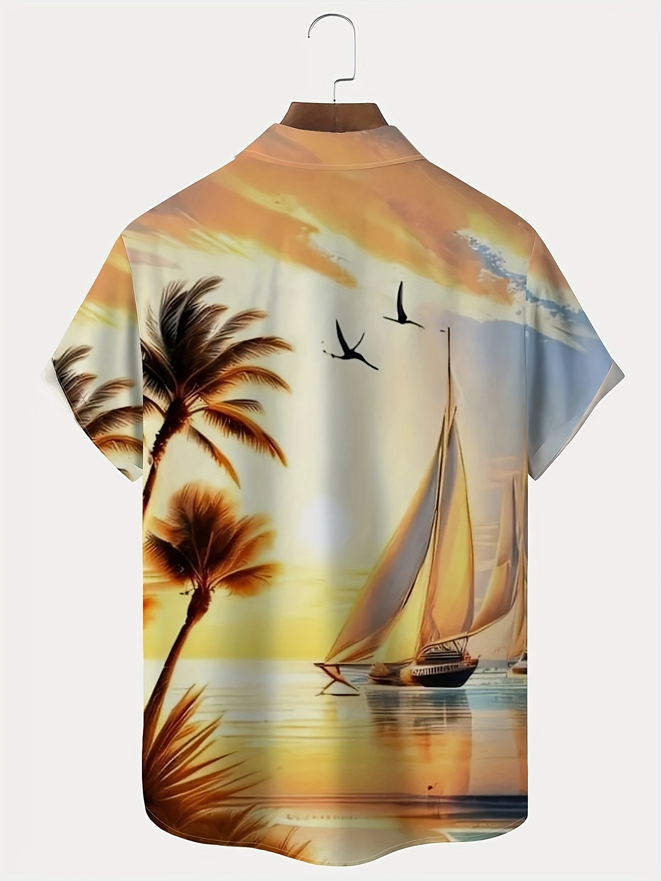 plus size mens coastal shinning graphic print shirt summer trendy short sleeve shirt details 4